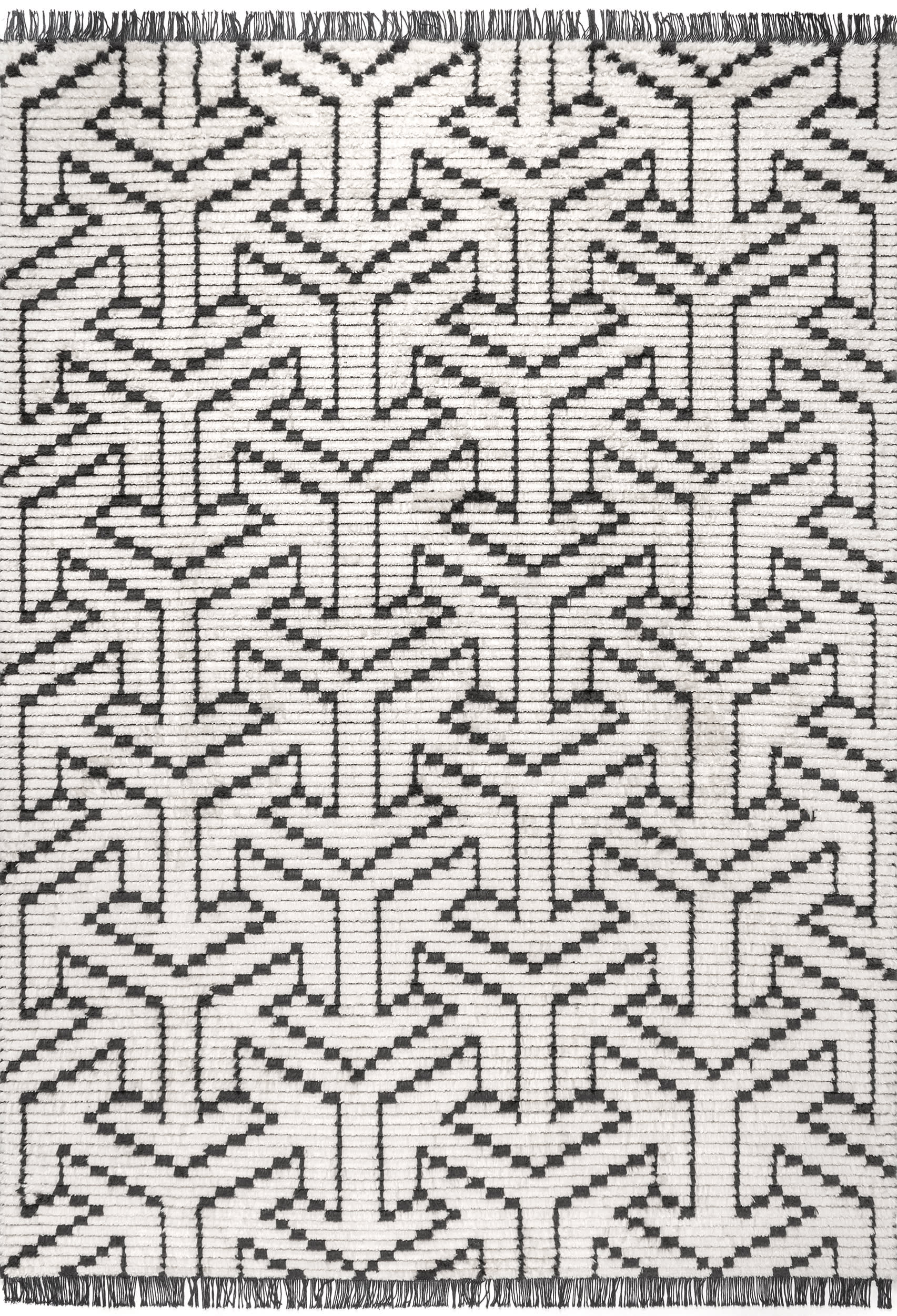 Modern Tessellation Tasseled Rug | Beige