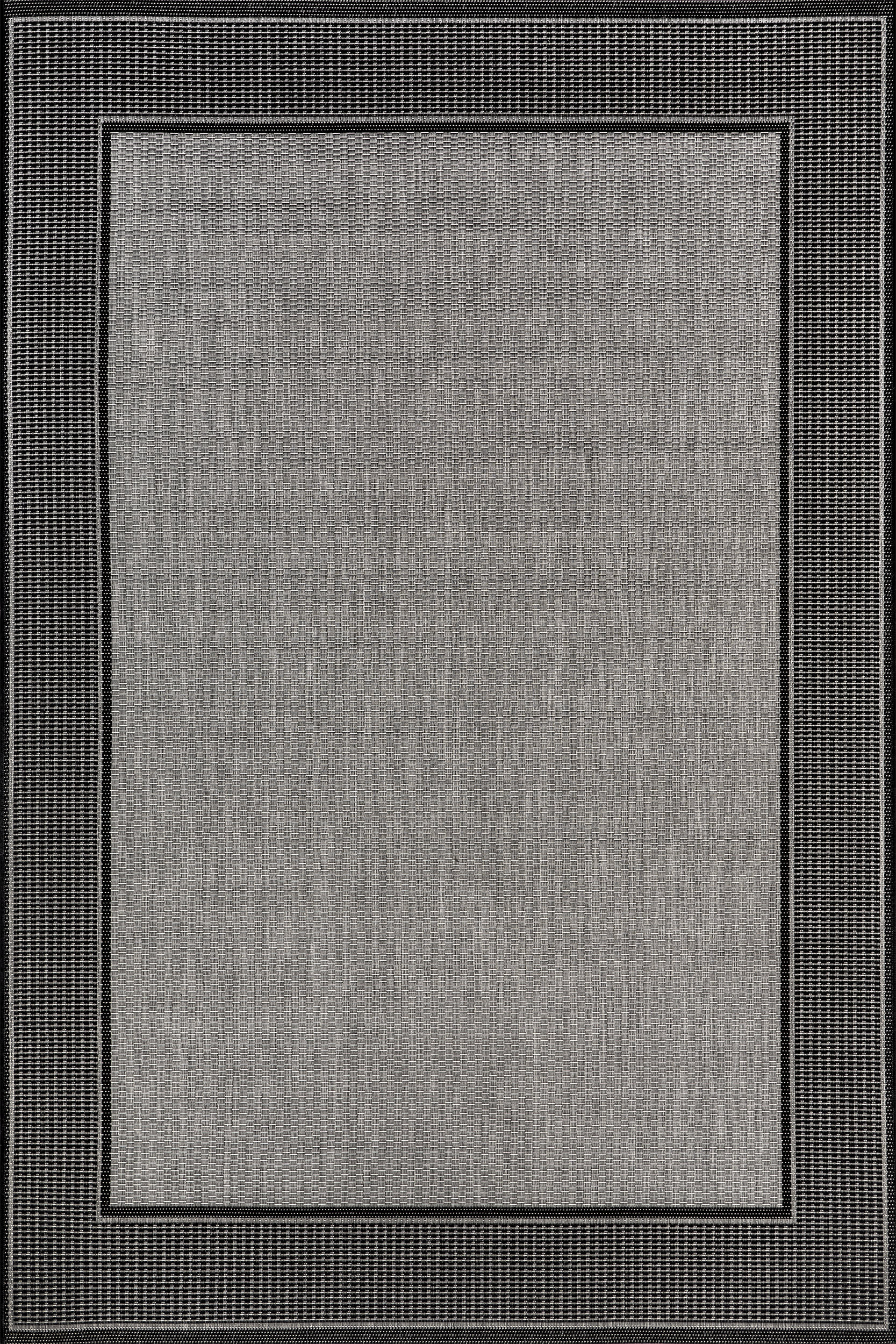 Monochrome Bordered Indoor/Outdoor Rug | Grey
