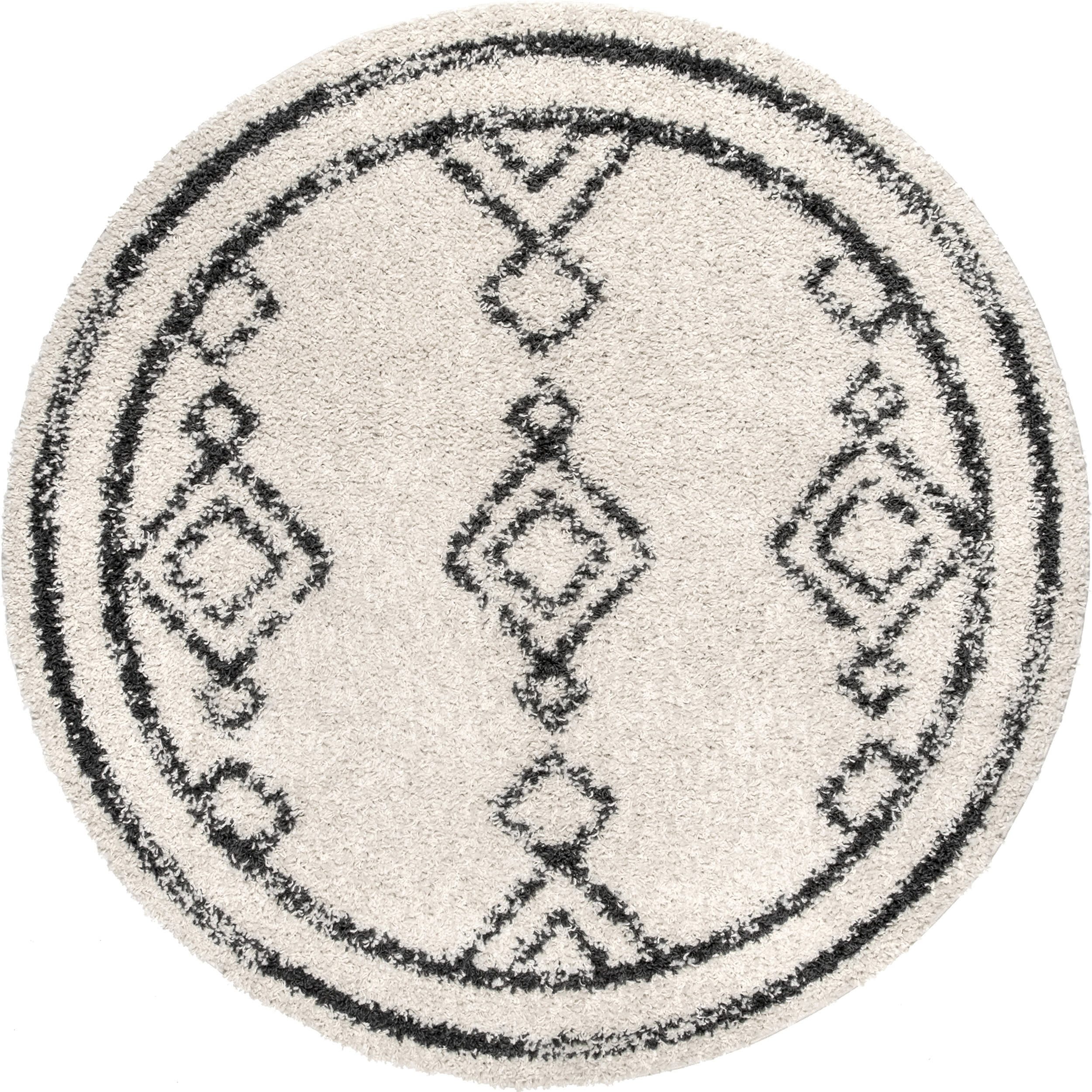 Moroccan Diamond Drop Tassel Rug | Off White