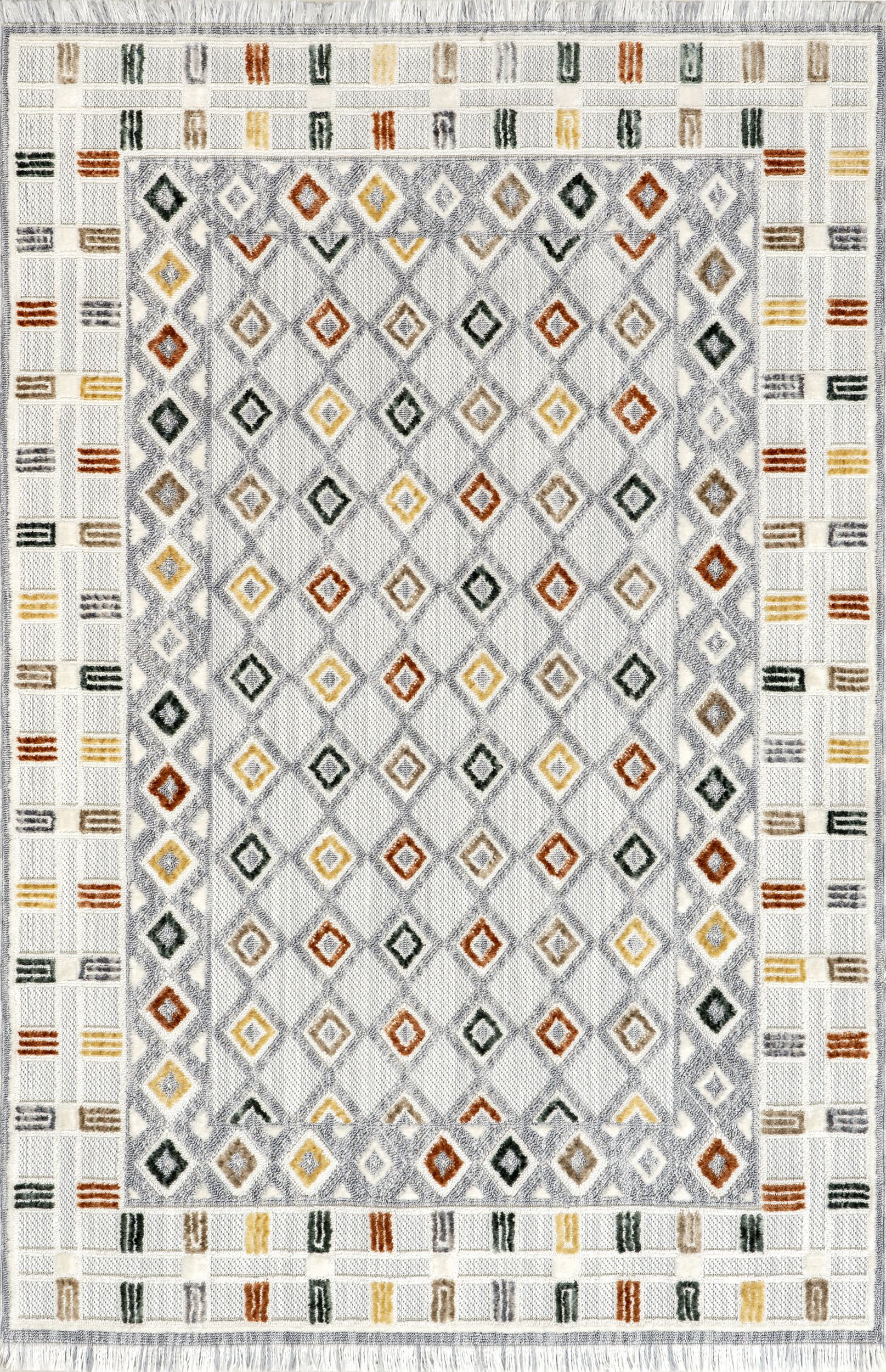 Nanette Iridescent Mini Diamonds Rug | Light Grey