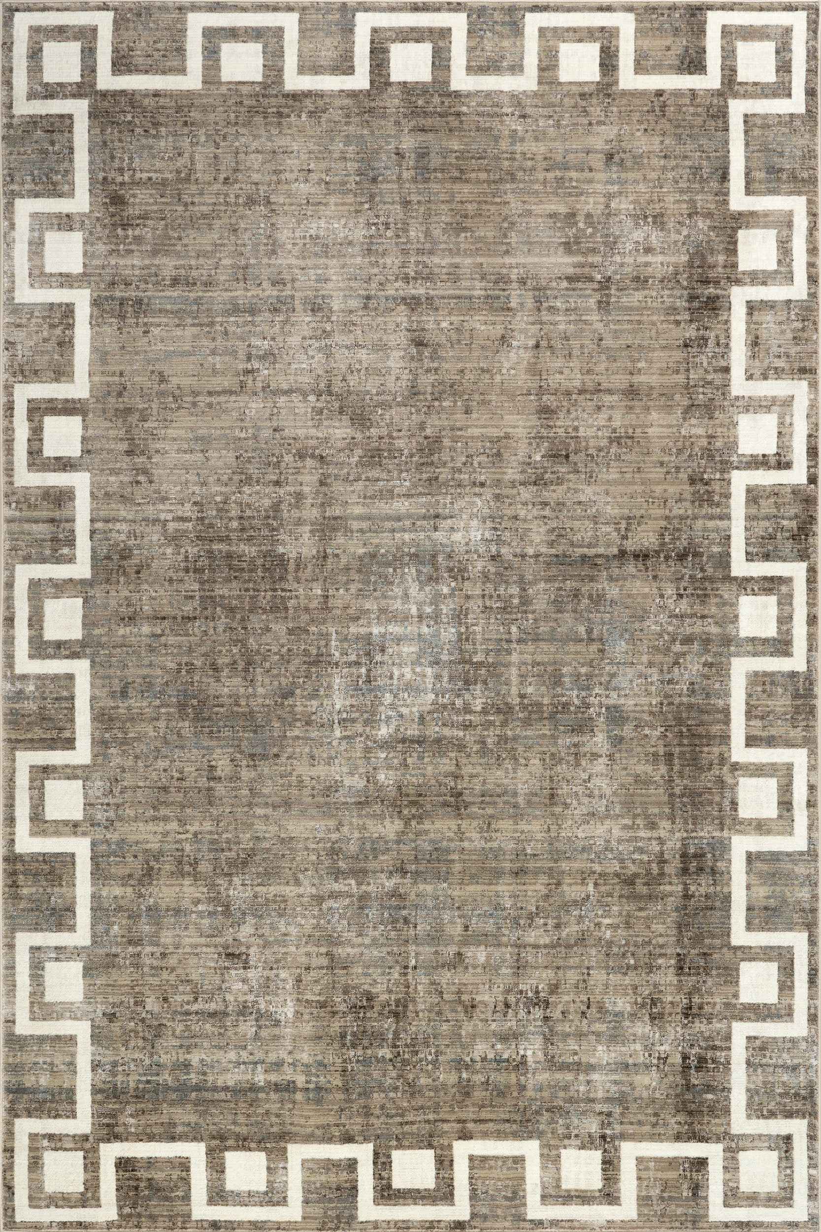 Olvera Geometric Bordered Rug | Beige