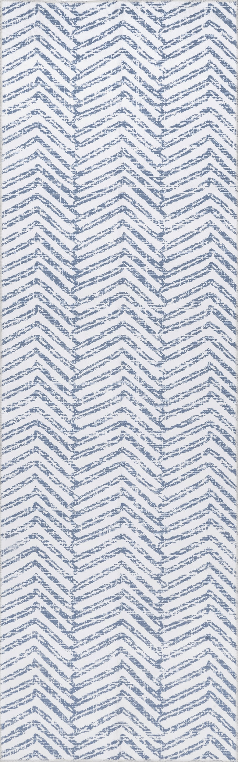 Reverse Herringbone Washable Rug | Blue