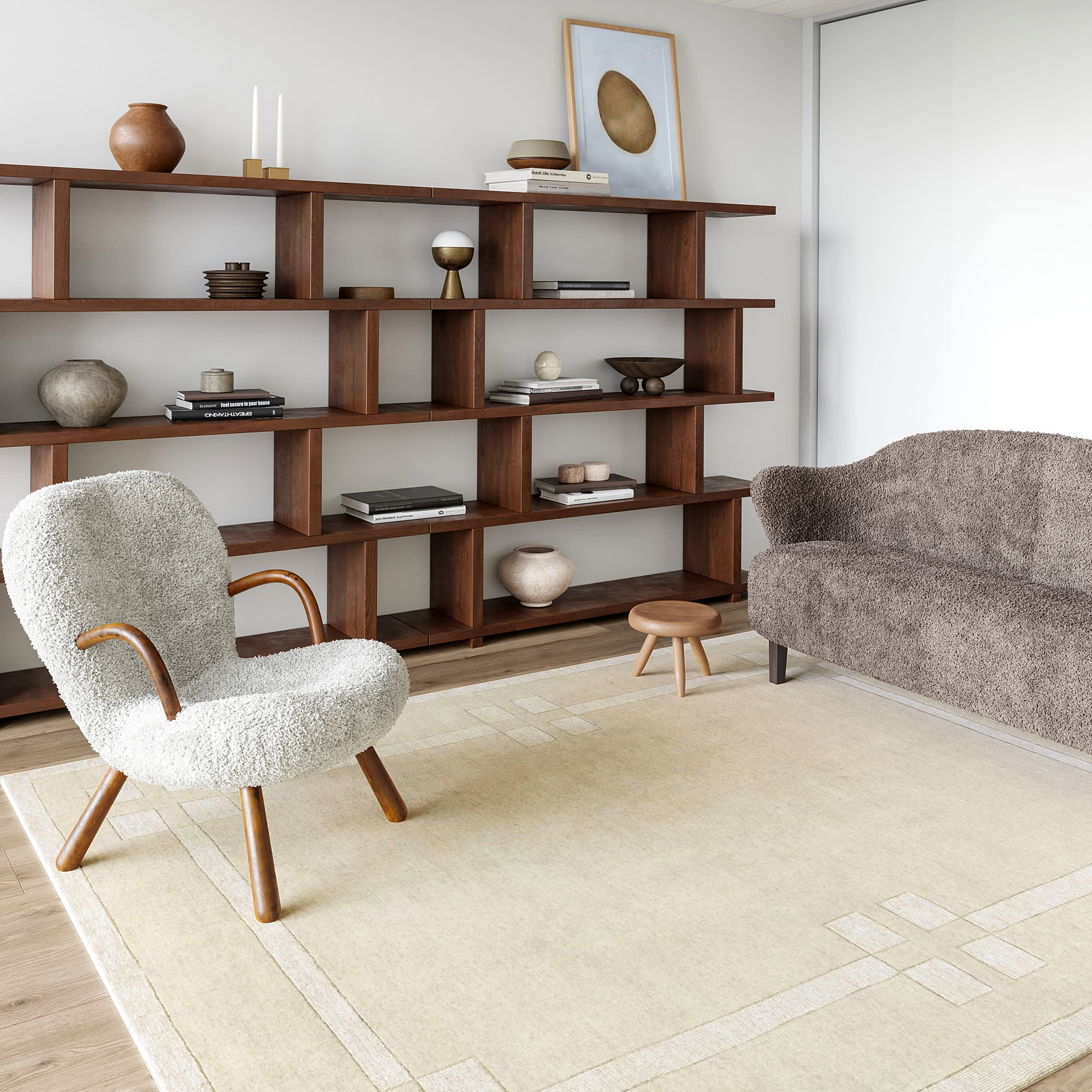 Rune Bordered Wool-Blend Rug | Cream - Image 2