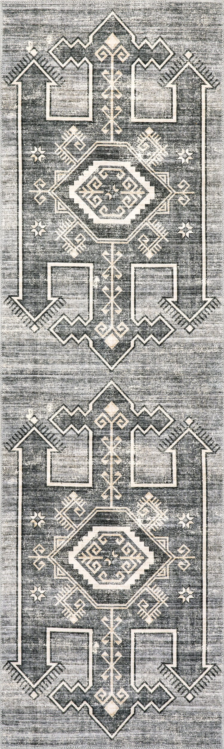 Sagebrush Geometric Washable Rug | Grey