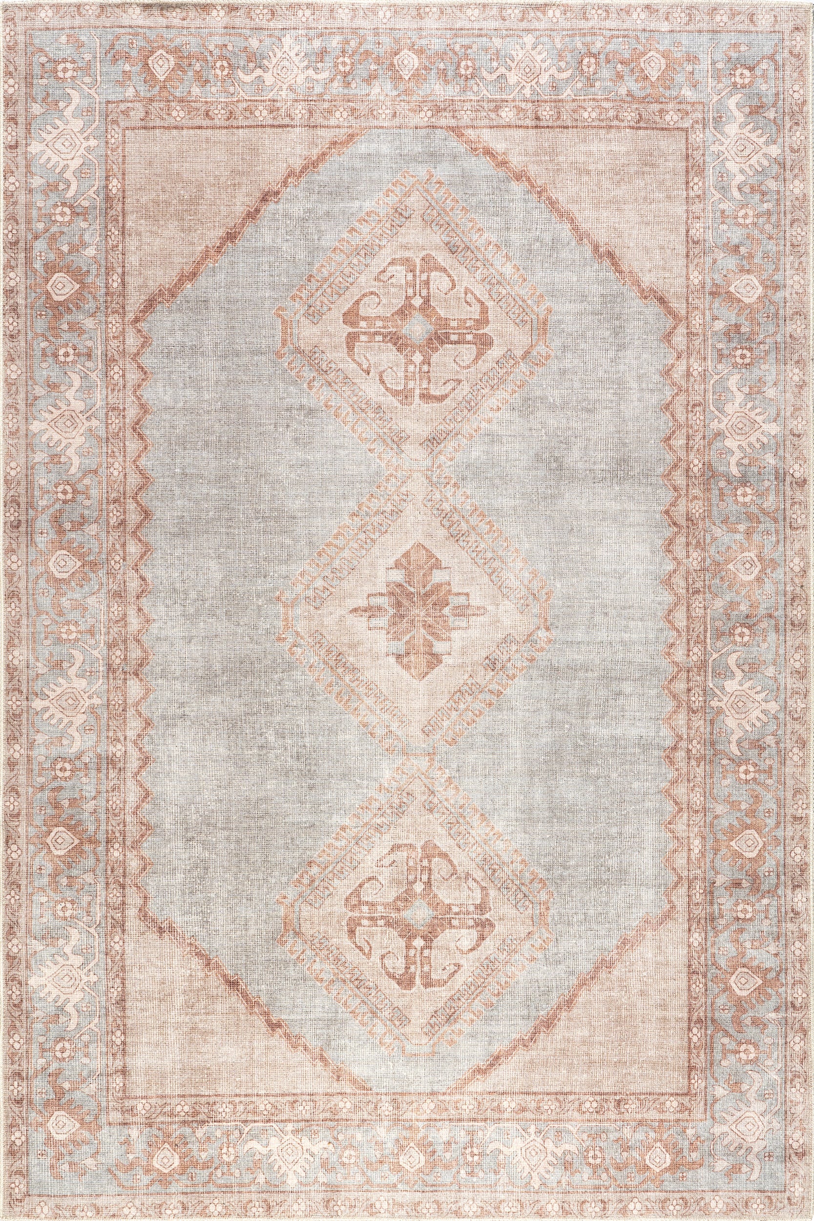 Shivani Medallion Washable Rug | Light Brown