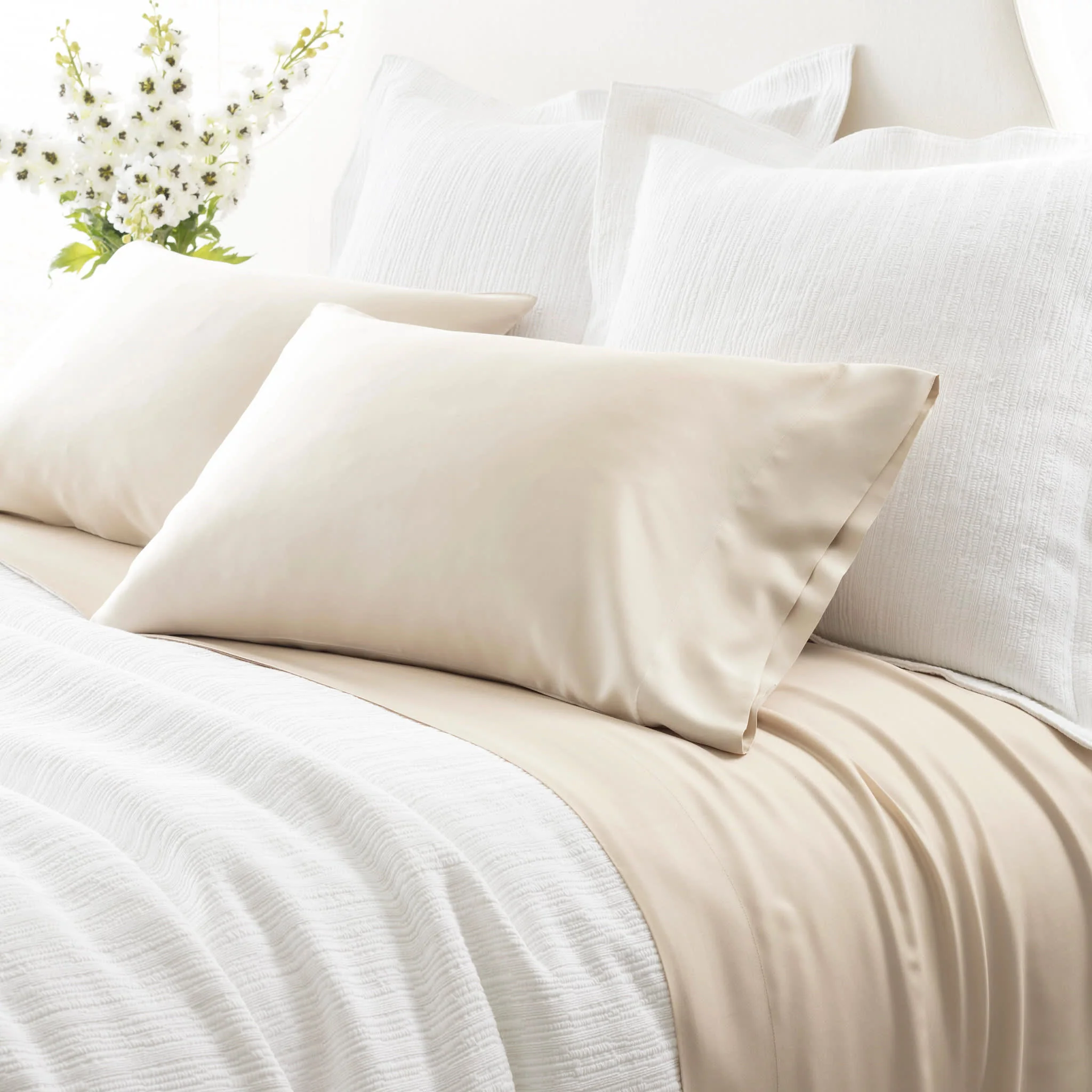 Silken Solid Pillowcases (Pair) | Sand