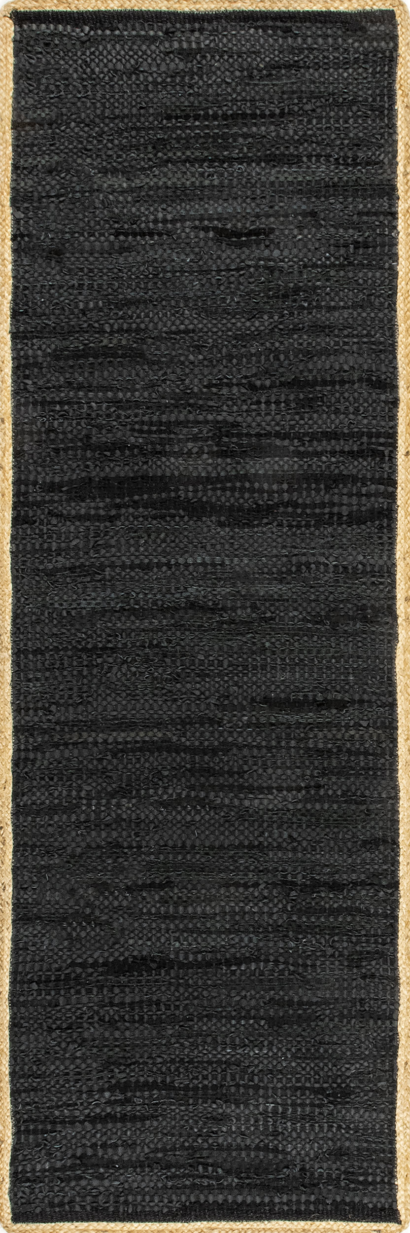 Solid Leather Flatweave Rug | Black