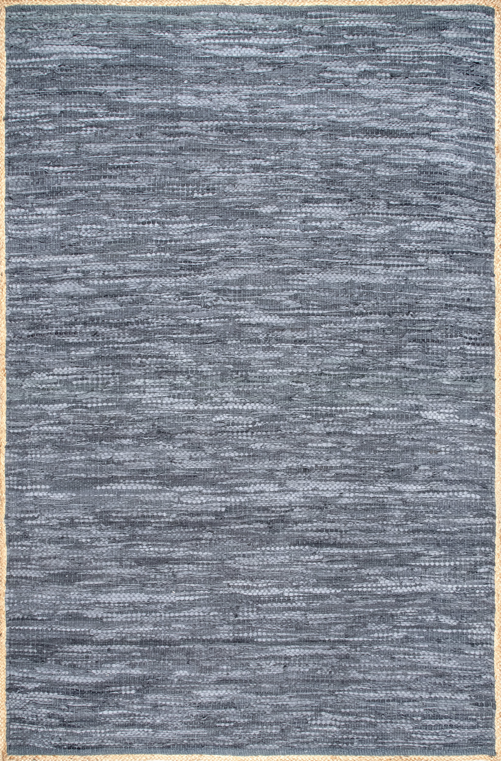 Solid Leather Flatweave Rug | Blue