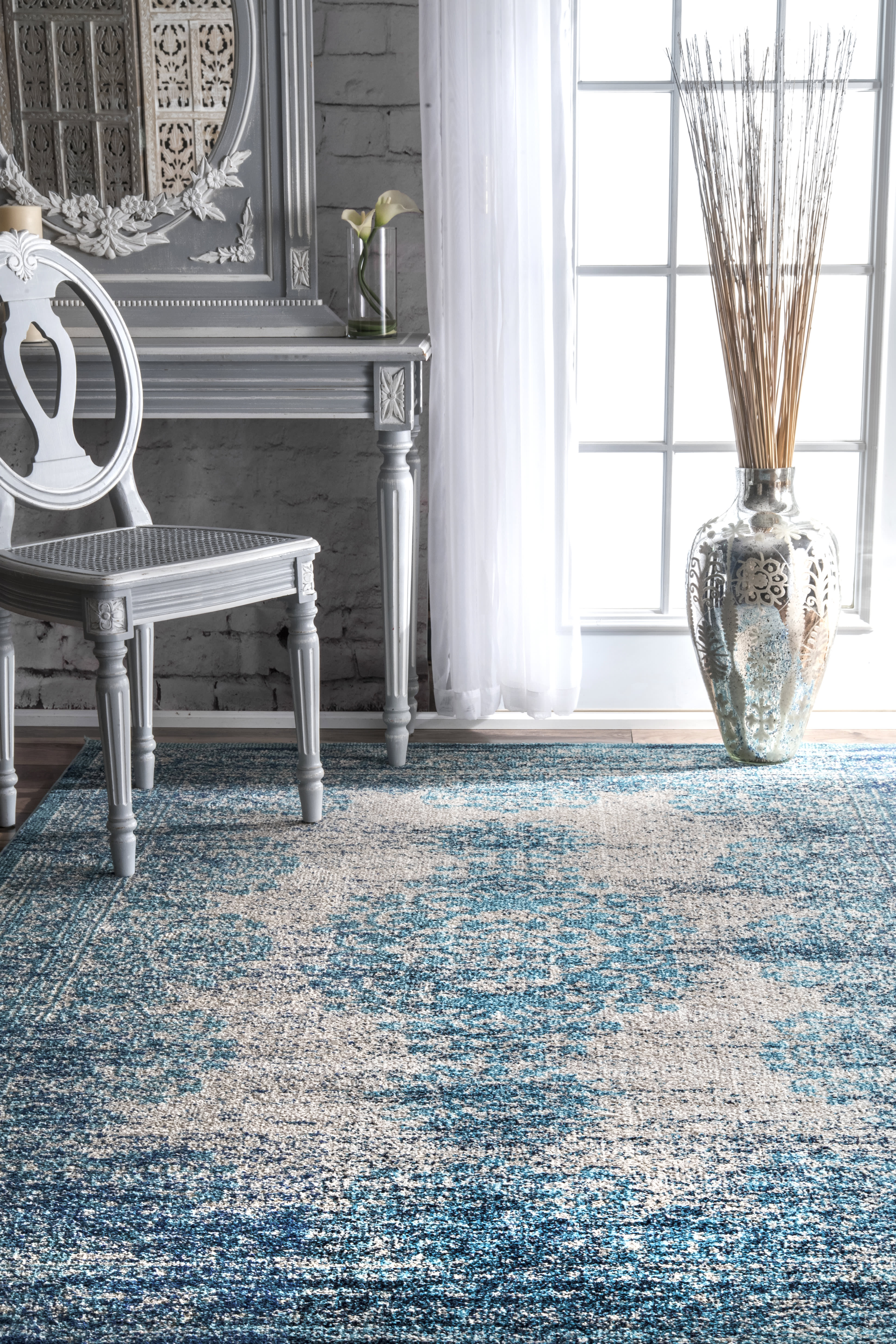 Speckled Medallion Rug | Blue - Image 4