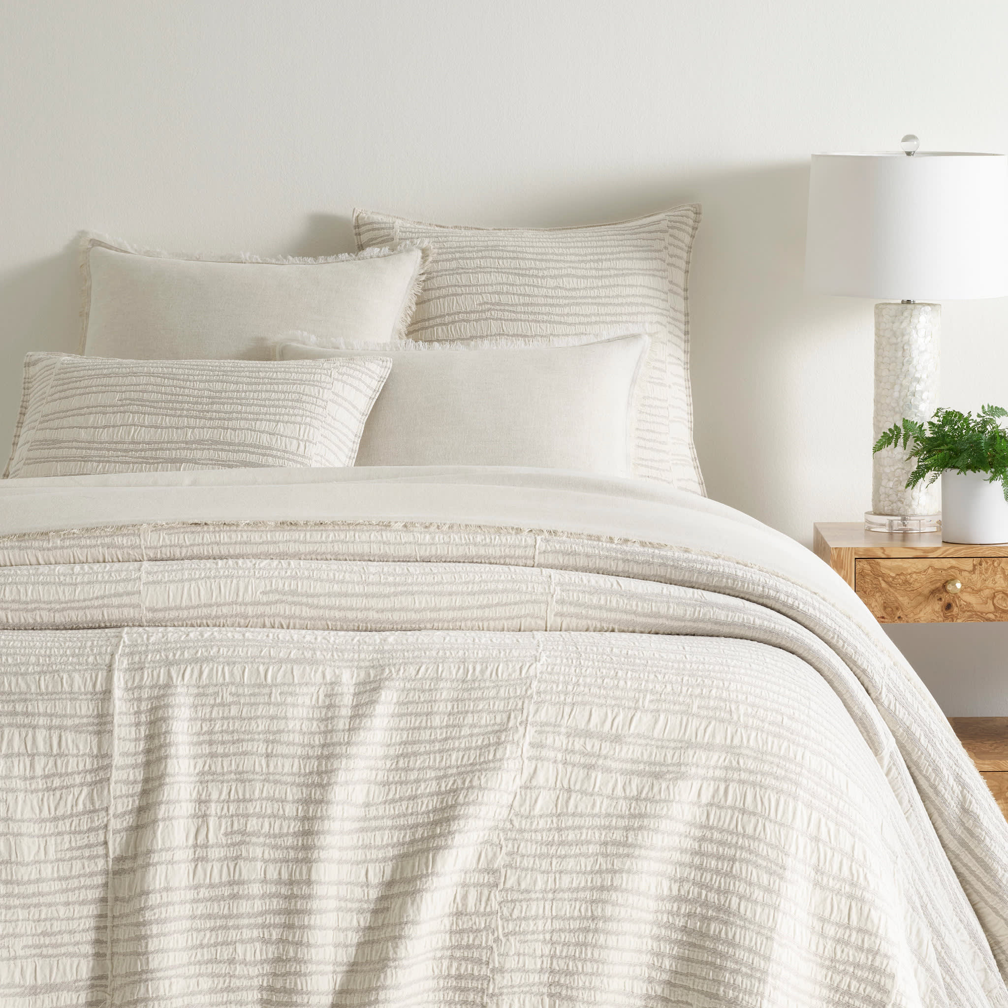Striae Matelasse Coverlet | Oatmeal
