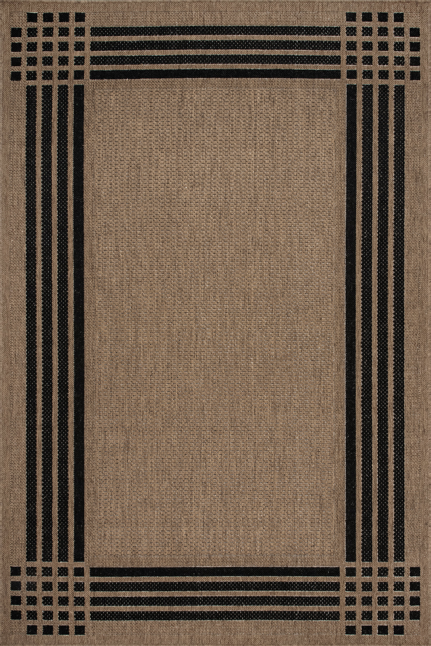 Striated Bordered Indoor/Outdoor Rug | Brown