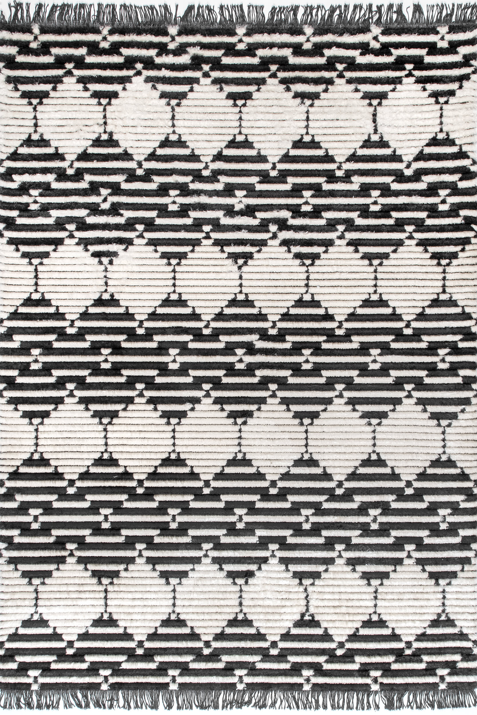 Striped Harlequin Tasseled Rug | Beige