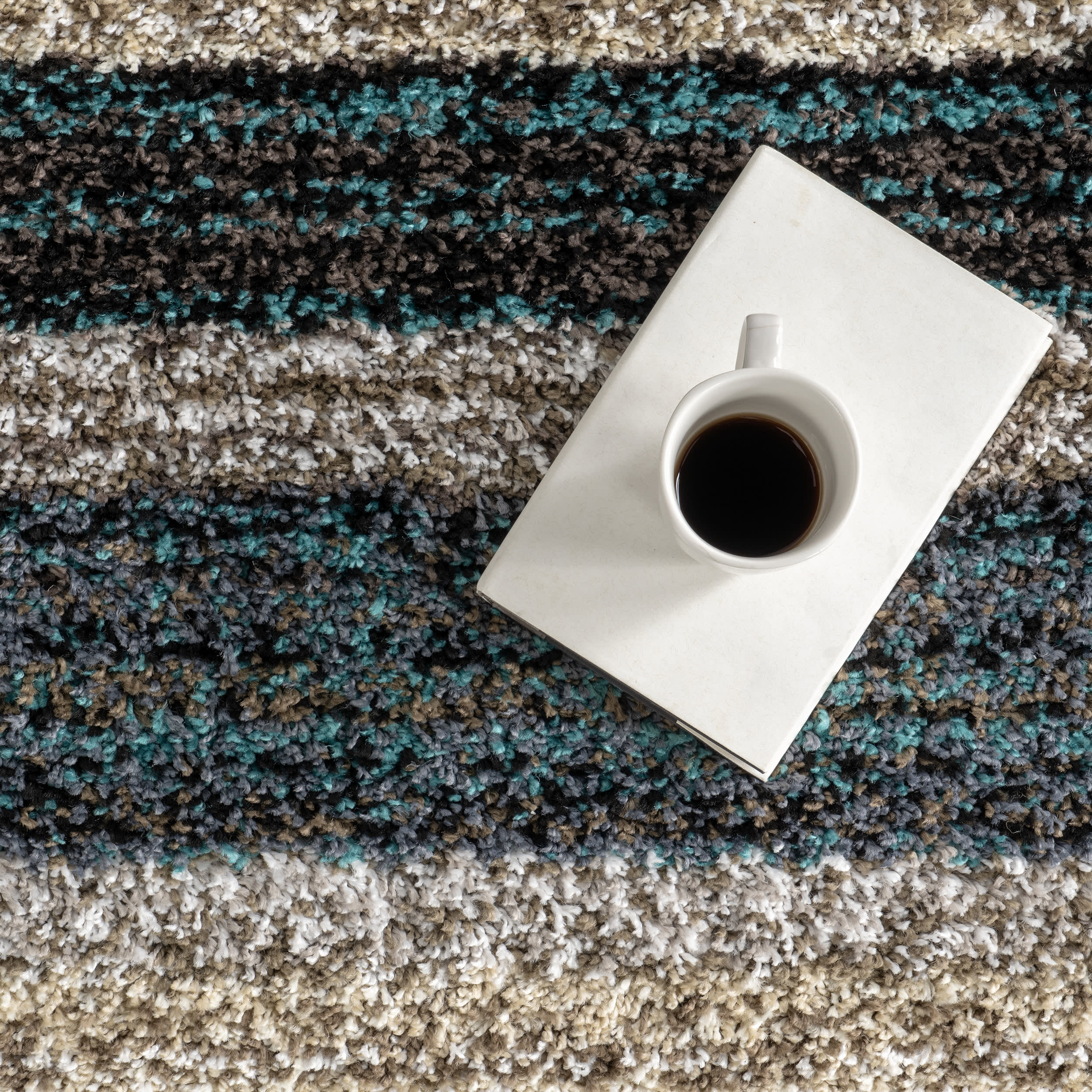 Striped Shaggy Rug | Blue Multicolor - Image 7