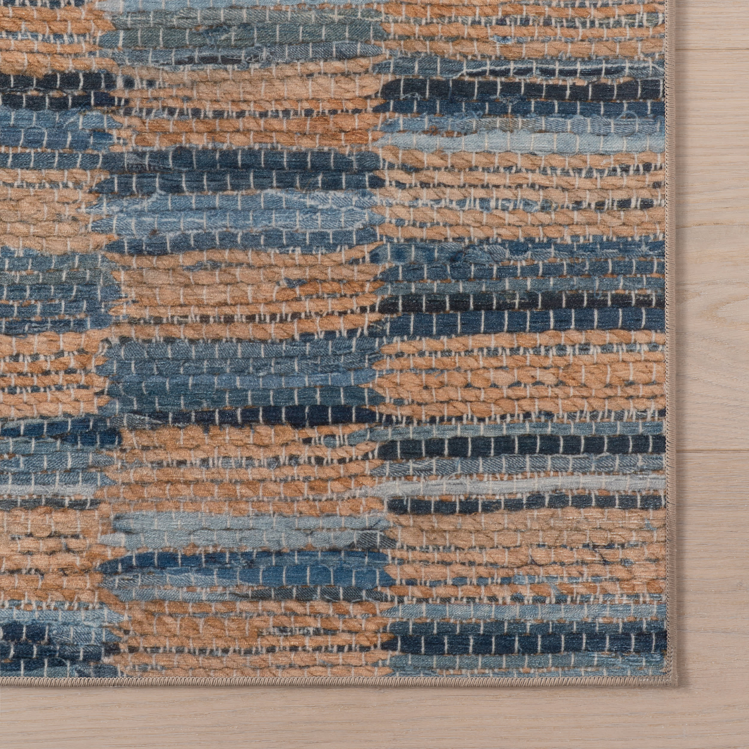 Tilburg Stripe Machine Washable Rug | Blue - Image 6