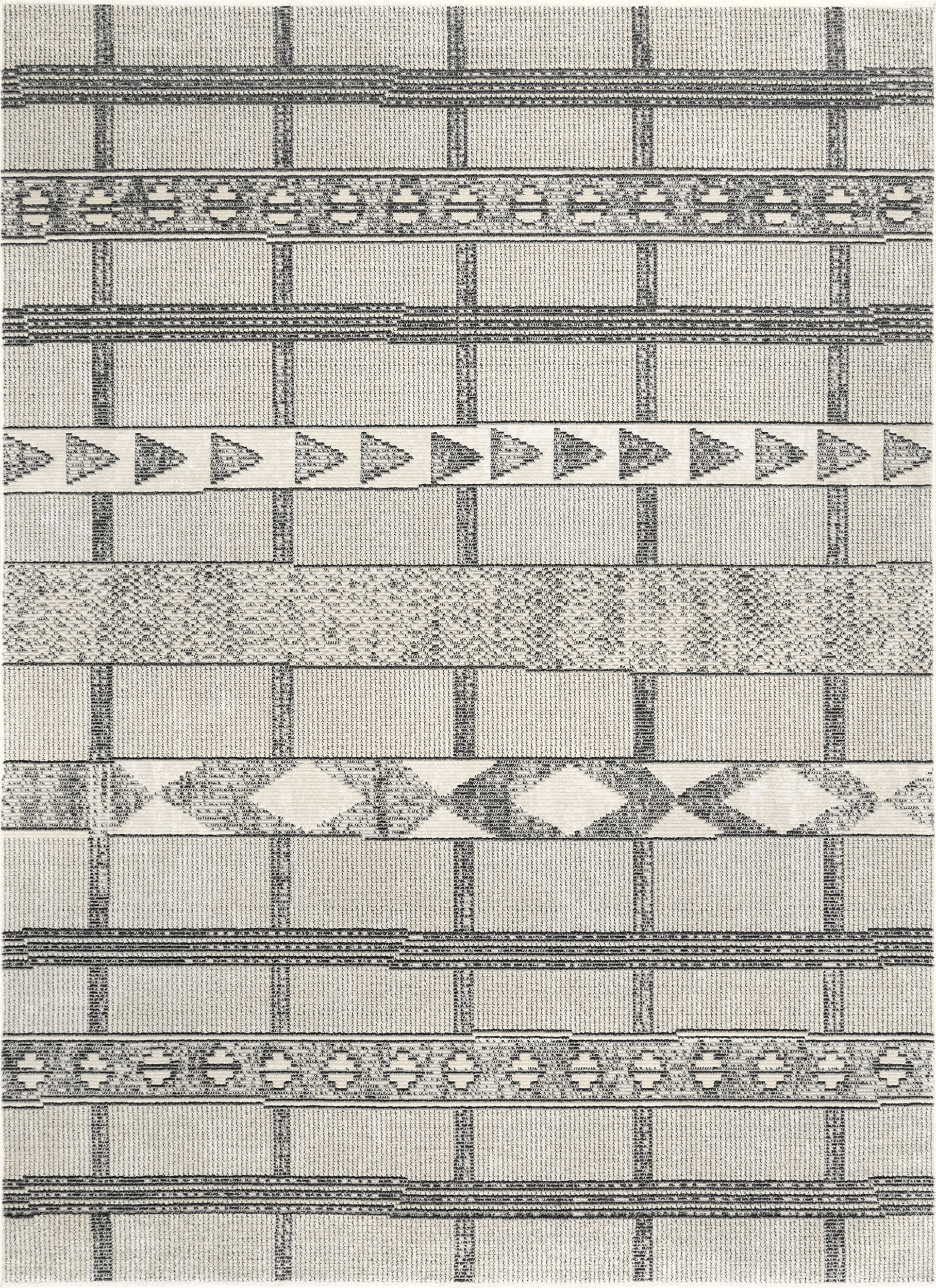 Tribal Cross Striped Rug | Grey