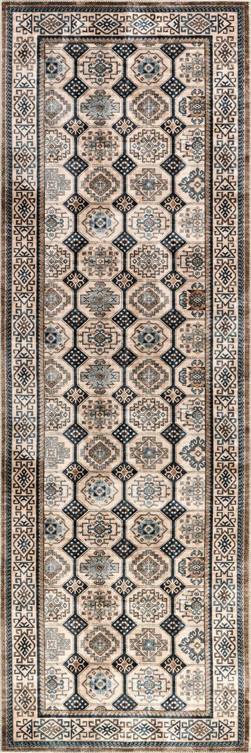 Valerian Tile Washable Rug | Light Beige