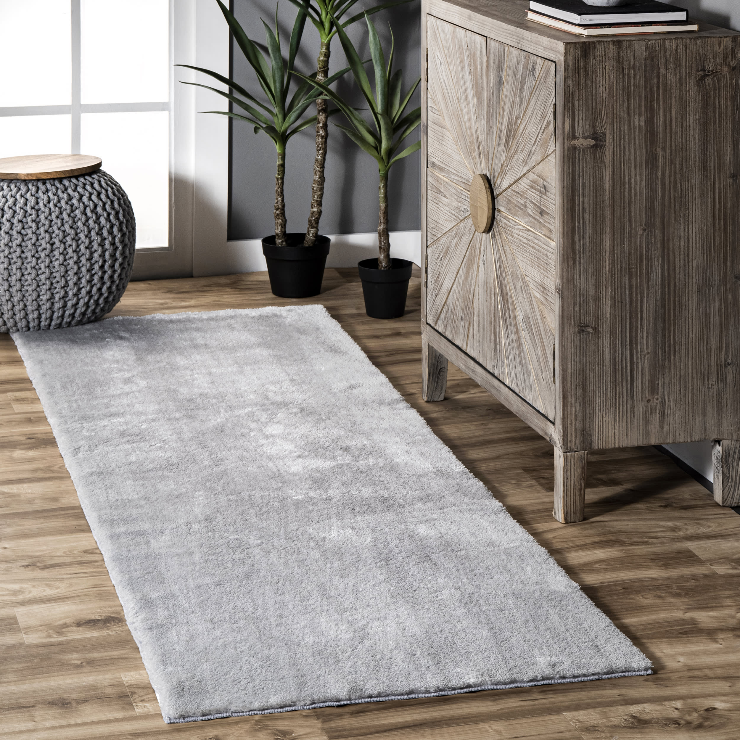 Washable Solid Shag Rug | Light Grey - Image 2