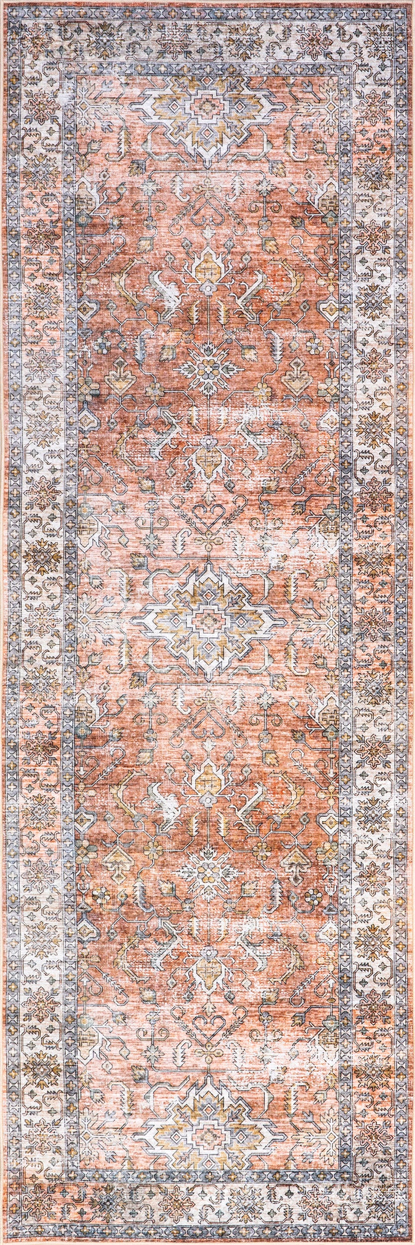 Yvette Spill Proof Washable Rug | Rust
